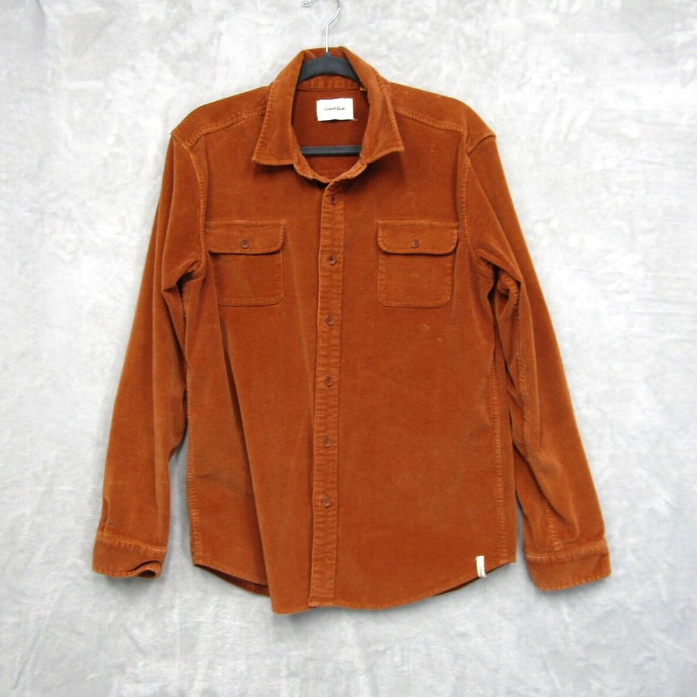 Critical Slide Society Shirt Button Up Corduroy Shacket Corduroy Sz M Rust Brown